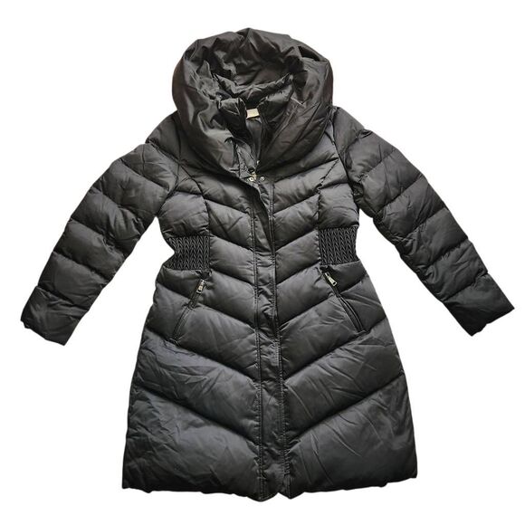 T Tahari Puffer Coat Womens Large Down Feather Black Outerwear - Picture 1 of 4